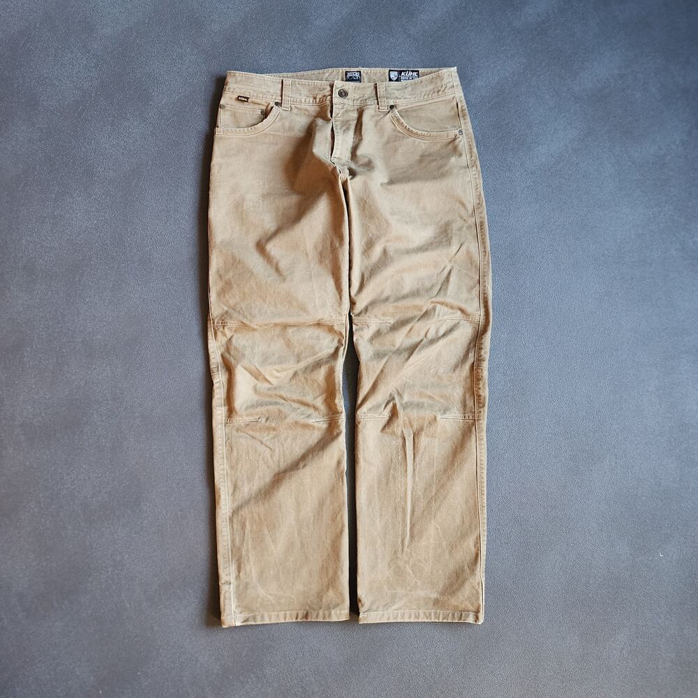 Kuhl Vintage Patina Dye Tan Double Knee Work Pants 36x32